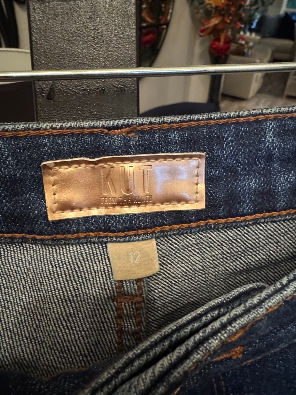 Kut from the Kloth Dark Blue Boyfriend Jeans with Cuffed Hem - Picture 2 of 4